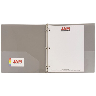 JAM Paper 2" 3-Ring Pocket Binder, Gray (820T2SM)