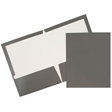 JAM Paper® Laminated Two-Pocket Glossy Presentation Folders, Grey, Bulk 50/Box (31225352c)