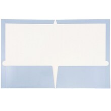 JAM Paper® Laminated Two-Pocket Glossy Presentation Folders, Baby Blue, Bulk 25/Pack (31225346a)