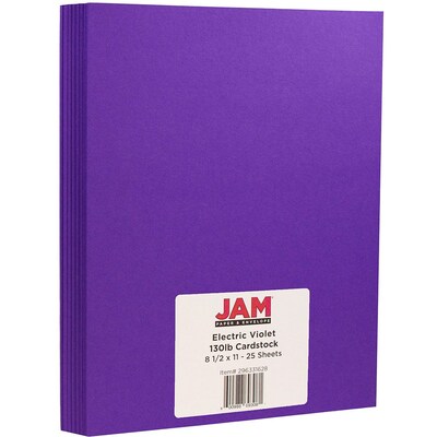 JAM Paper® Matte Cardstock, 8.5 x 11, 130lb Electric Violet, 25/pack