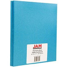 JAM Paper® Matte Cardstock, 8.5 x 11, 130lb Peacock Blue, 25/pack