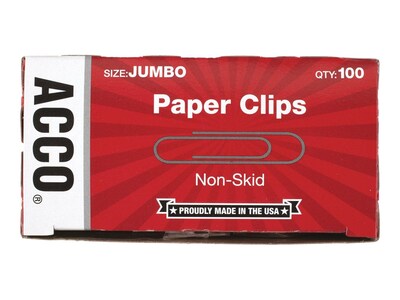 ACCO Economy Jumbo Paper Clips, Silver, 100/Box (A7072585)