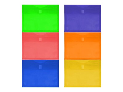JAM Paper Poly Envelope with Hook & Loop Closure, 1 Expansion, Letter Size, Assorted Colors, 6/Pack