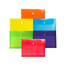 JAM Paper Poly Envelope with Hook & Loop Closure, 1 Expansion, Letter Size, Assorted Colors, 6/Pack
