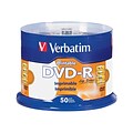 Verbatim Life Series 98472 16x DVD-R, White Inkjet Printable, Hub Printable, 50/Pack