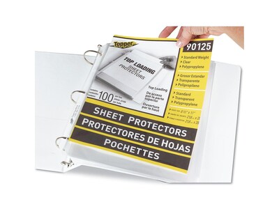 C-Line Topper Standard Weight Sheet Protectors, 8-1/2 x 11, Clear, 100/Box (90125) (CLI90125)