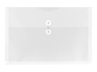 JAM Paper Poly Envelope with Button & String Tie Closure, 1 Expansion, Legal Size, Clear, 12/Pack (