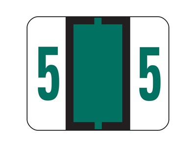 Smead BCCRN Color Coded Numeric Labels, 5, Dark Green, 500/Roll (67375)