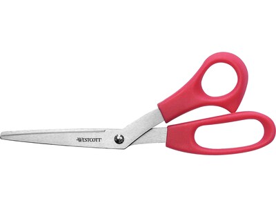 Westcott All Purpose 8 Stainless Steel Standard Scissors, Pointed Tip, Red (10703)