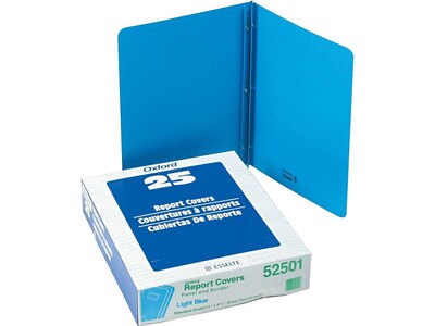 Oxford 3-Prong Report Covers, Letter, Light Blue, 25/Box (OXF 52501)