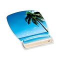 3M™ Precise™ Mouse Pad with Gel Wrist, Optical Mouse Performance, Soothing Gel Comfort, 6.8 x 8.6, Beach Design (MW308BH)