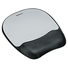 Fellowes Memory Foam Mouse Pad/Wrist Rest Combo, Black/Silver Streak (9175801)