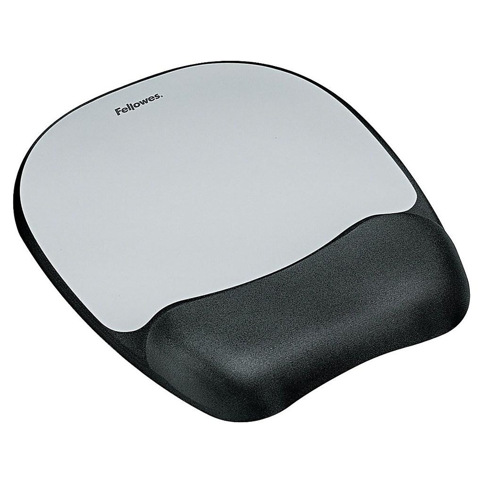 Fellowes Memory Foam Mouse Pad/Wrist Rest Combo, Black/Silver Streak (9175801)