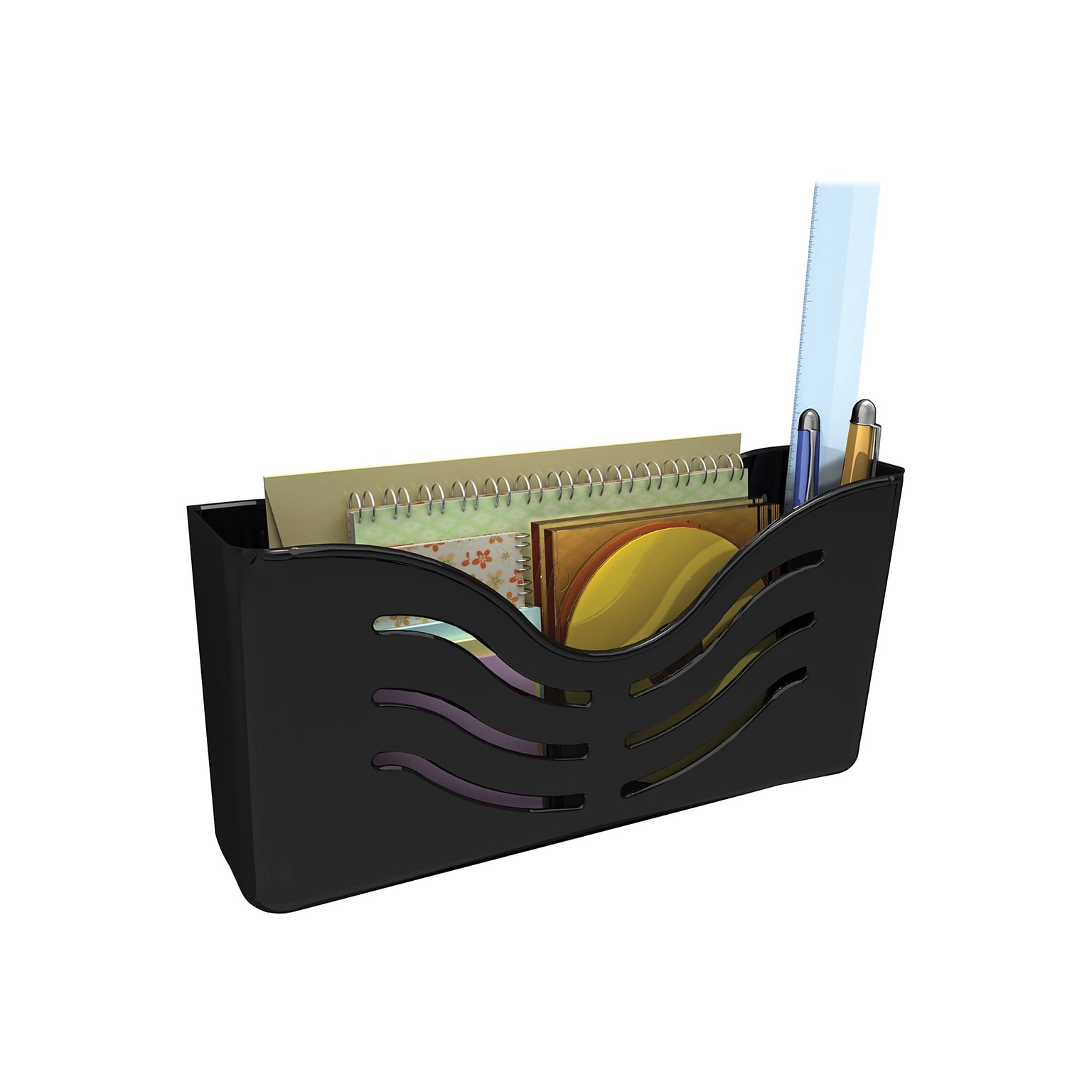 Deflect-O Magnetic 1-Pocket Plastic Letter Size Wall File, Black (73304H)