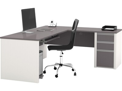 Bestar Connexion 71 L-Shaped Desk, Slate/Sandstone (93880-59)