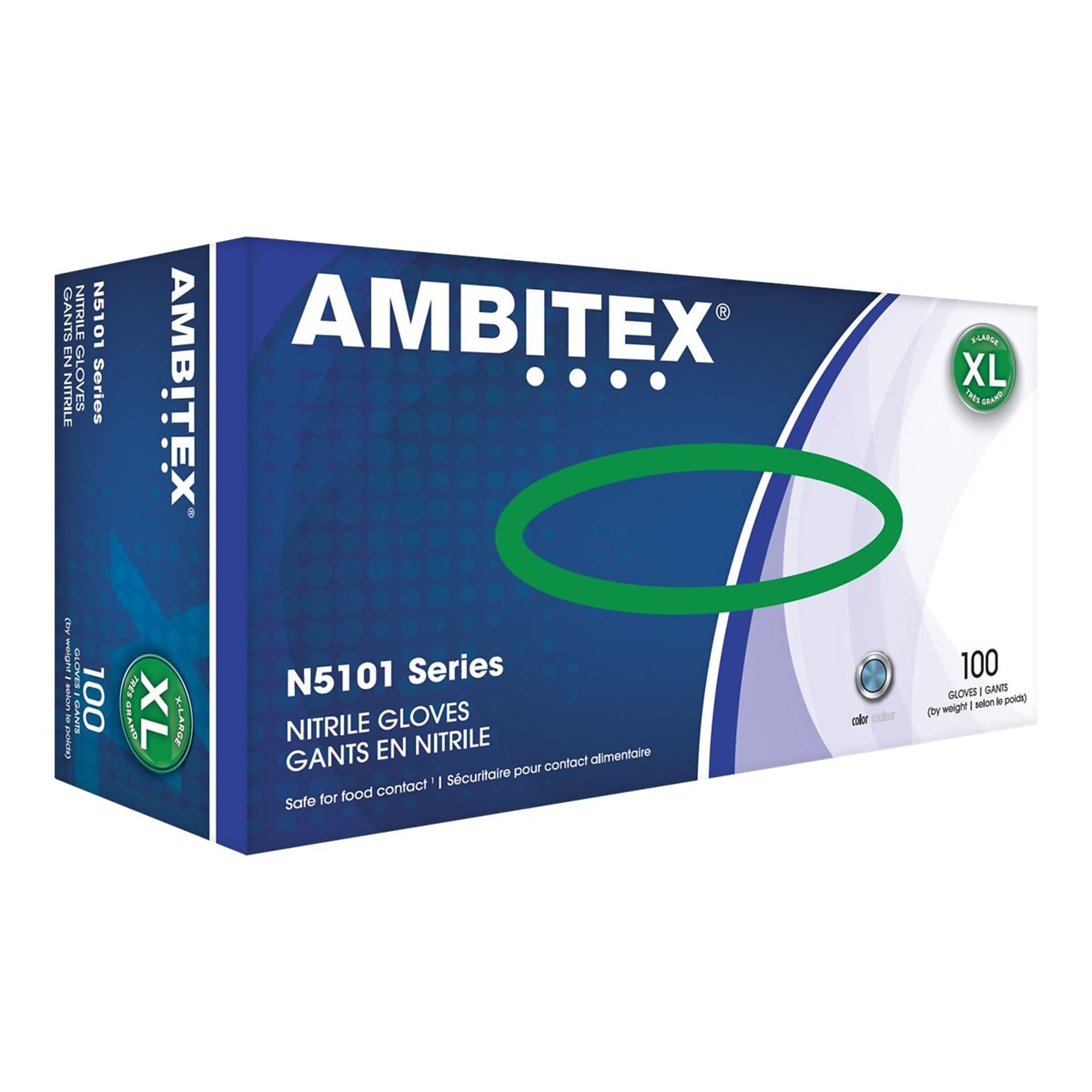 Ambitex N5101 Series Blue Nitrile Gloves, XL, 100/Box (NXL5101)
