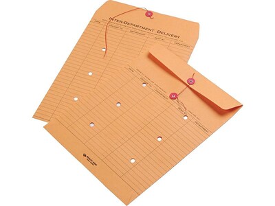 Quality Park Button & String Inter-Departmental Envelopes, 10 x 13, Brown Kraft, 100/Box (QUA63561