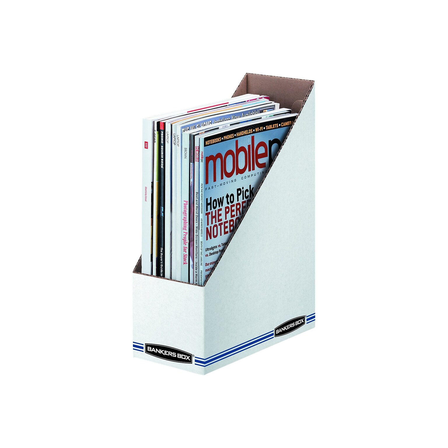 Bankers Box Stor/File Magazine File, Letter Size, White/Blue (00723)