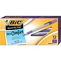 BIC Round Stic Grip Xtra Comfort Ballpoint Pens, Medium Point, Purple Ink, Dozen (16736-0)