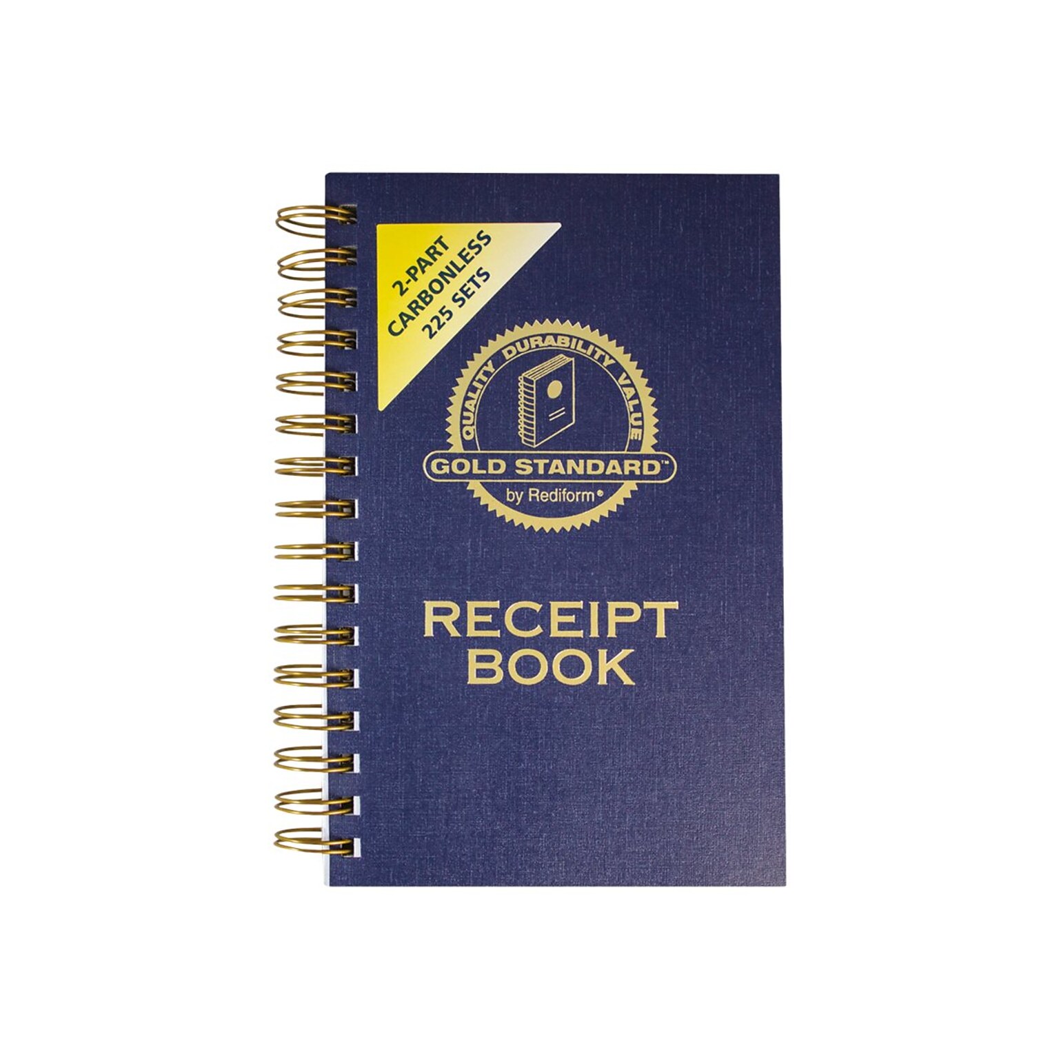 Rediform Gold Standard 2-Part Carbonless Receipts Book, 5L x 2.75W, 225 Forms/Book (8L829)