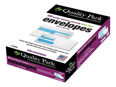 Quality Park Redi-Seal Security Tinted #9 Double Window Envelopes, 3 7/8" x 8 7/8", White Wove, 500/Box (QUA24529)