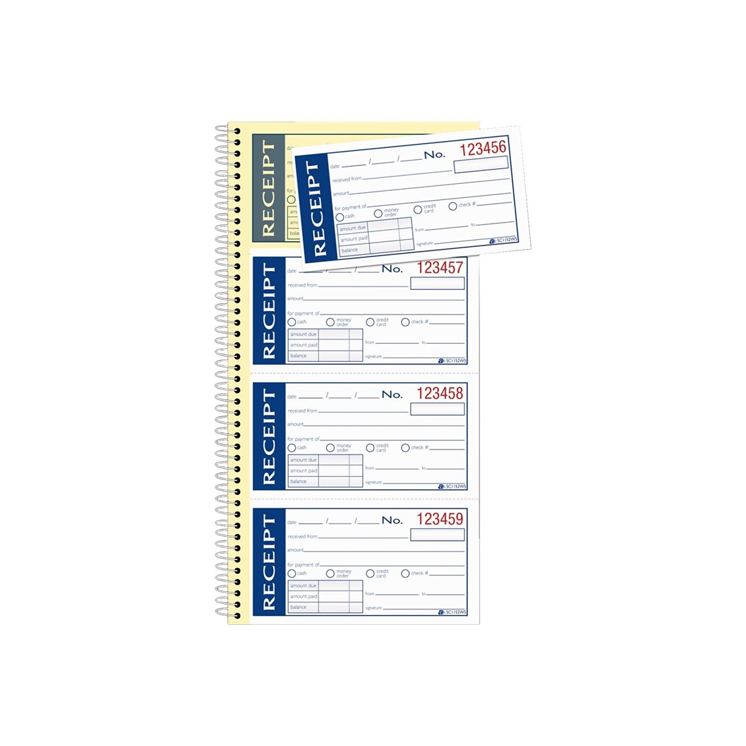 Adams Write N Stick 2-Part Carbonless Receipts Book, 2.75 x 4.75, White, 200 Forms/Book (SC1152WS)
