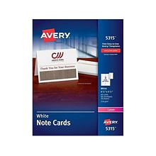Avery Uncoated Notecards, 5.5 x 4.25, White, 60/Box (5315)