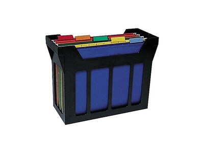 Staples® Plastic File Caddy with File Folders, Letter Size, Black (10613)