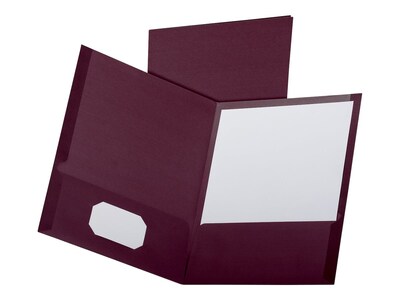 Oxford Linen 2-Pocket Pocket Portfolio Folders, Burgundy, 25/Box (53441EE)