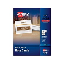 Avery Note Cards with Envelopes, Matte White, 4.25 x 5.5, Inkjet, 60/Pack (08315)