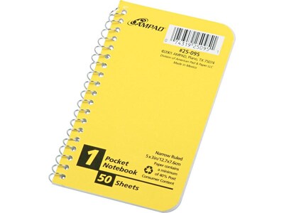 Evidence Pocket Notebook, 3 x 5, Narrow Ruled, 50 Sheets (25-095R)