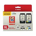Canon 245XL/246XL Black and TriColor Ink Cartridge, 2/Pack with 4x6 photo paper (8278B023)