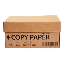 8.5 x 11 Copy Paper, 20 lbs., 92 Brightness, 500 Sheets/Ream, 10 Reams/Carton (324791)