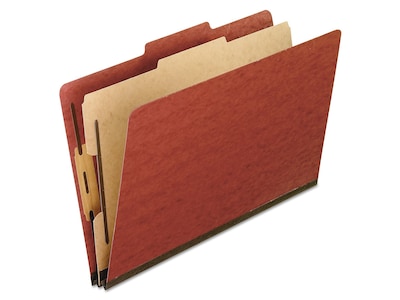 Pendaflex Pressboard Classification Folders, 1-Divider, 2 Expansion, Letter Size, Brick Red, 10/Box