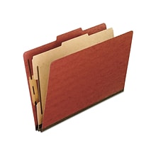 Pendaflex Pressboard Classification Folders, 1-Divider, 2 Expansion, Letter Size, Brick Red, 10/Box