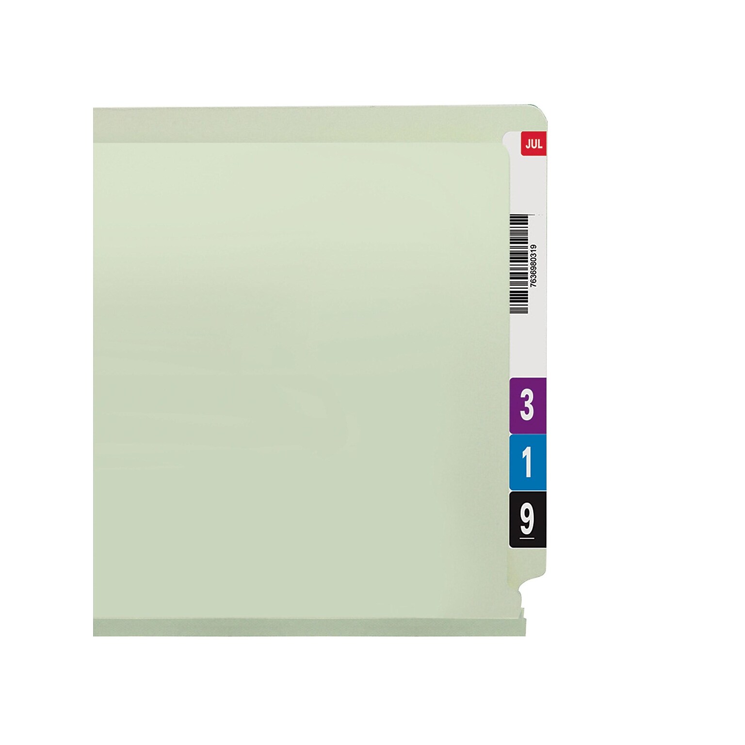 Smead End-Tab Pressboard Fastener File Folder with SafeSHIELD Fastener, Legal Size, Gray/Green, 25/Box (37705)