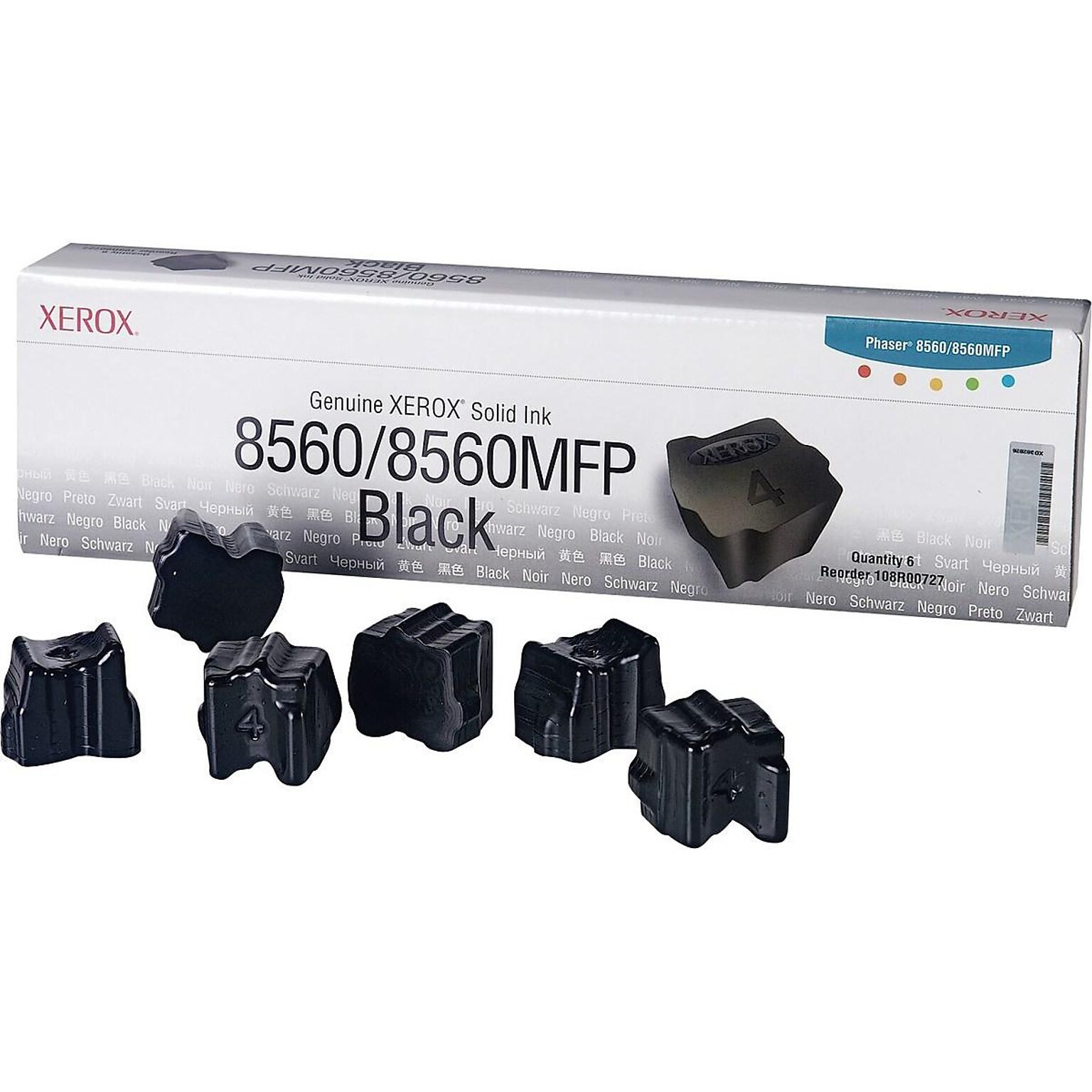 Xerox 108R00727 Black Standard Yield Ink Cartridge, 6/Pack