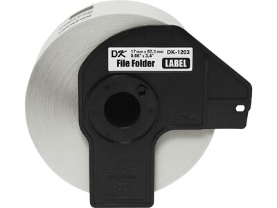 Brother DK-1203 File Folder Paper Labels, 3-4/10 x 2/3, Black on White, 300 Labels/Roll (DK-1203)