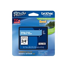 Brother P-touch TZe-545 Laminated Label Maker Tape, 3/4 x 26-2/10, White On Blue (TZe-545)