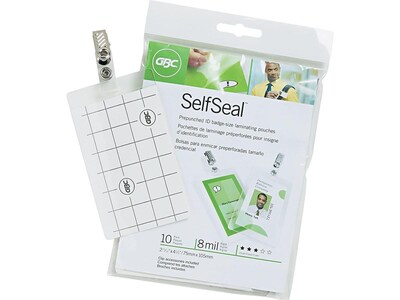 Swingline GBC SelfSeal Self-Adhesive Pouches, ID Tag, 10/Pack (3747205)