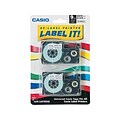 Casio XR-9WE2S Label Maker Tapes, 0.35W, Black On White, 2/Pack