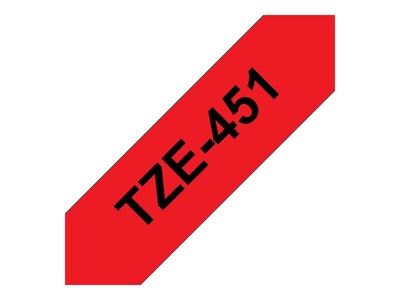 Brother P-touch TZe-451 Laminated Label Maker Tape, 1" x 26-2/10', Black On Red (TZe-451)