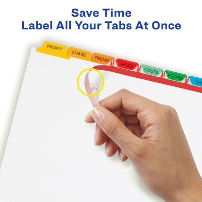 Avery Index Maker Paper Dividers with Print & Apply Label Sheets, 8 Tabs, Multicolor, 5 Sets/Pack (11419)
