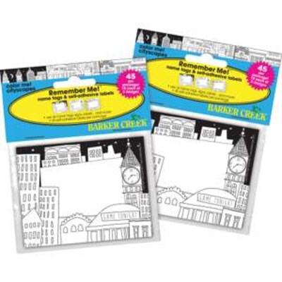 Barker Creek Color Me! Cityscapes Name Tags, Self-Adhesive Labels, 3 1/2" x 2 3/4", 90/Pack (BC3772)