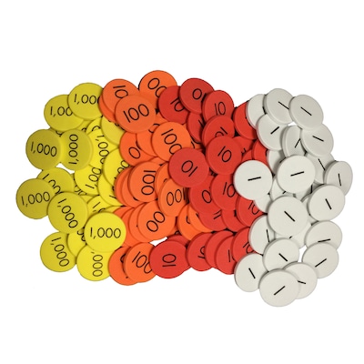 Essential Learning Sensational Math™ 4-Value Whole Numbers Place Value Discs, Pack of 1200 (ELP62665