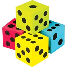 Teacher Created Resources Colorful Jumbo Foam Dice, 2.5 Cubes, 4/Pack, Multicolored (TCR20810)