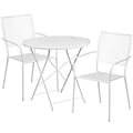 30 Round White Indoor-Outdoor Steel Folding Patio Table Set with 2 Square Back Chairs [CO-30RDF-02CHR2-WH-GG]