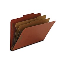 Smead 100% Recycled Pressboard Classification Folders, 2 Expansion, Legal Size, 2 Dividers, Red, 10