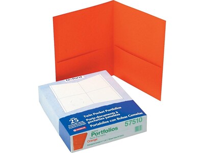 Oxford Twin Portfolio Folders, Orange, 25/Box (OXF 57510)