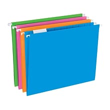 Pendaflex Glow Poly Hanging File Folders, 1/5-Cut Tab, Letter Size, Assorted Colors, 12/Pack (81673)